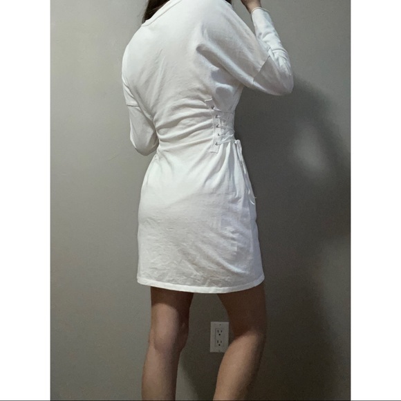 Silence and Noise White Lace Up Sides Long Sleeve Dress - Picture 3 of 5